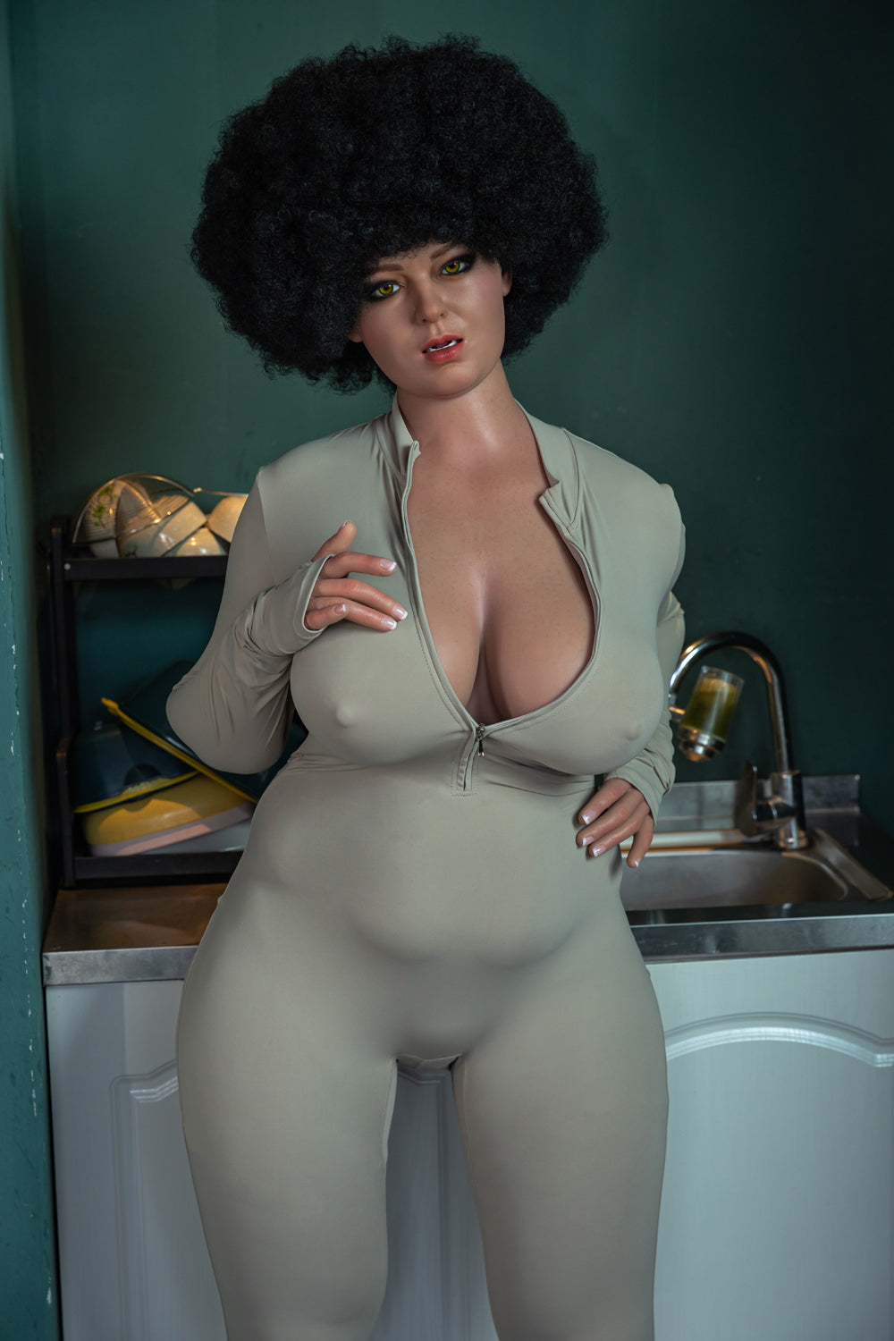 161cm/5ft3 H-cup ROS Silicone Head BBW Sex Doll – Ursula